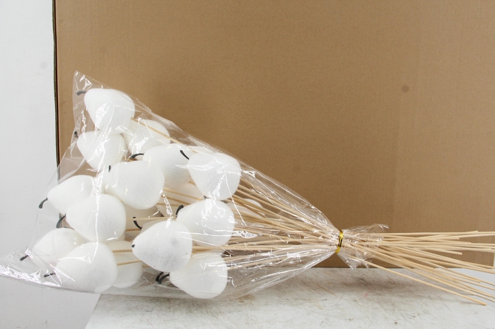 <h4>Stick Pear Flock 8cm Wht</h4>