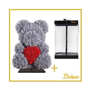 arr6 Deco beer 40cm - Grijs rood hart