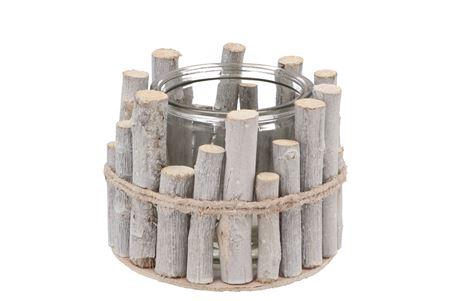 <h4>Nature Birch Branch Whitewash Glass Jar 15x12cm</h4>