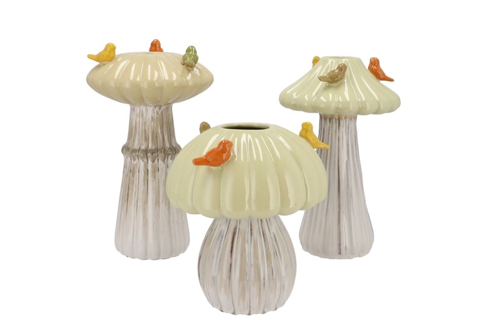 <h4>Bird Mushroom Vase Sand Ass 16x16x25cm Nm</h4>