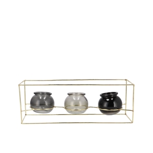 Polly Summer Grey Mix Metal Rack 3 Glass Ass 35x11x13cm