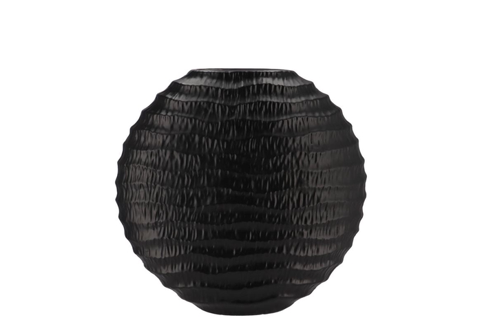 Inga Jada Black Oval Vase Wave 23x10x22cm Nm