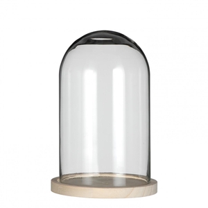 Glass Cloche Wood d12/14*21cm