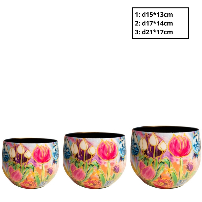 <h4>Metaal Tulips pot S/3 d21*17cm</h4>