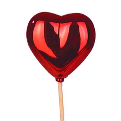 Pick Heart shiny 6,5x6,5cm + 12cm stick red