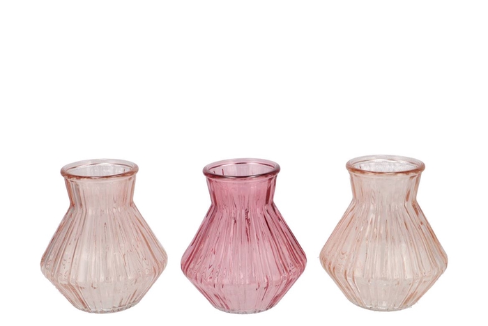 <h4>Roman Sweets Pink Clear Mix Diamond Glass Vase Ass 15x17cm</h4>