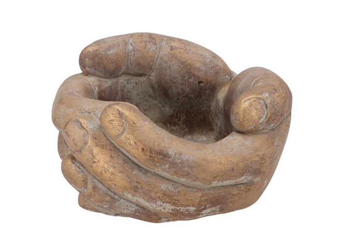 <h4>Concrete Saint Gold Hands 19x17x10cm</h4>