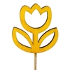 Bijsteker tulp hout 8x7,5cm + 50cm stok geel