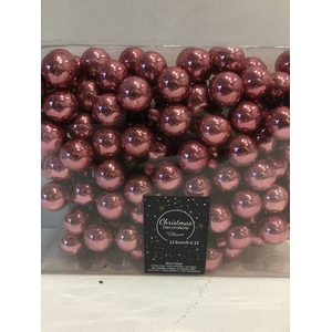 KERSTBAL GLASS 25MM ON WIRE 144PCS VELVET PINK