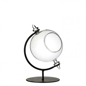 Glass vase Ball on stand open d08*12cm
