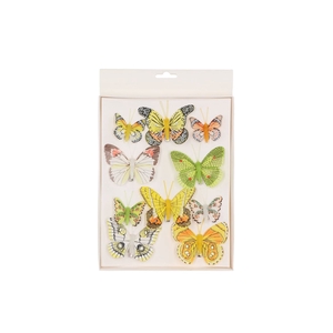 Pick Butterfly On Clip Yellow Mix P/10 5-8cm