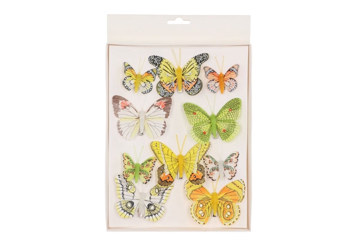 <h4>Pick Butterfly On Clip Yellow Mix P/10 5-8cm</h4>