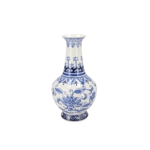 Hailey Blue Porcelain Vase Flower Tube 20x37cm
