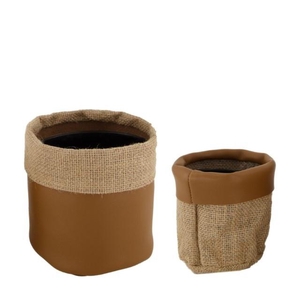 Potcovers Hessian pot S/2 d14.5*14.5cm