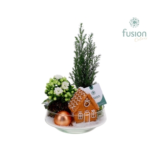 Green Bottle Iris Small Kerst met arrangement