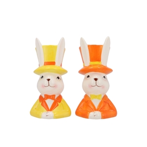 Easter Ceramic Dutch Orange Mix Bunny Hat Ass 11x12x20cm