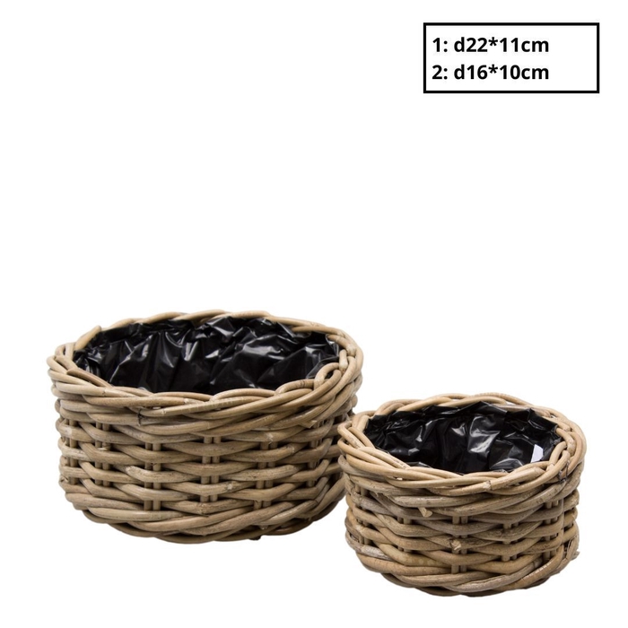 <h4>Basket sets Rattan Terima tray S/2 d22*11cm</h4>