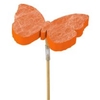 Pick butterfly Fiber foam 7x7cm+50cm stick orange