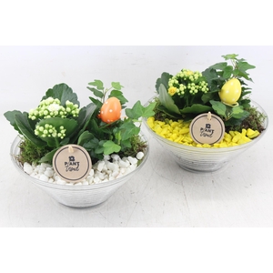 arr2 PL - Glas ribbel schaal - geel/wit