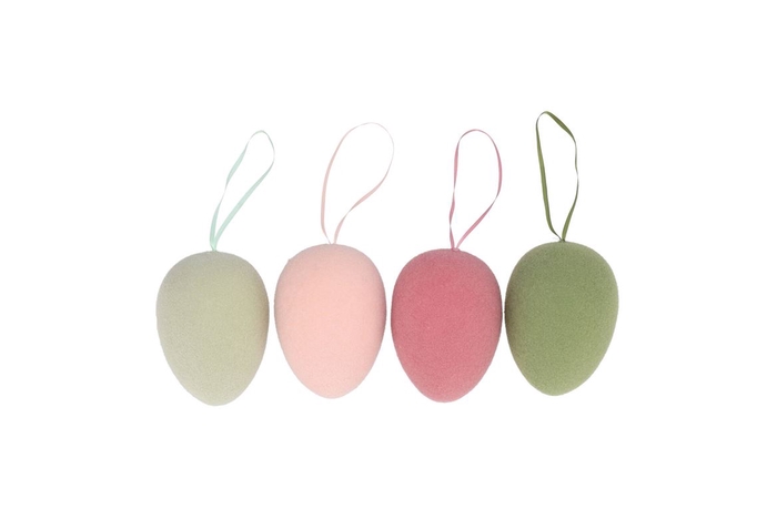 <h4>Easter Flock Summer Blush Egg Hanger Ass 7x7x10cm</h4>