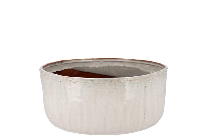 <h4>Iron Stone White Pot Round 26x26x12cm</h4>
