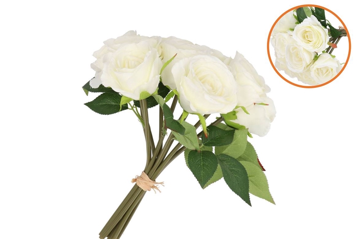 <h4>Silk Roses Bouquet 7x White 26x20x30cm</h4>