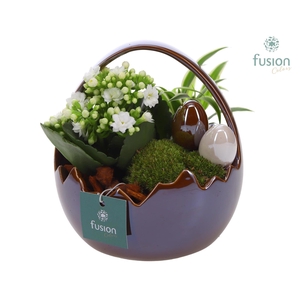 Keramiek glans mand Middel met arrangement