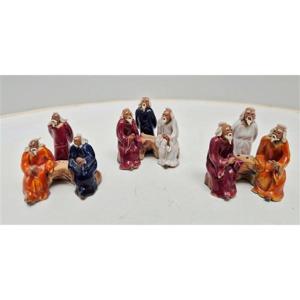<h4>Three chinese men, glazed, height 7cm, box 12 or 4 pcs.</h4>