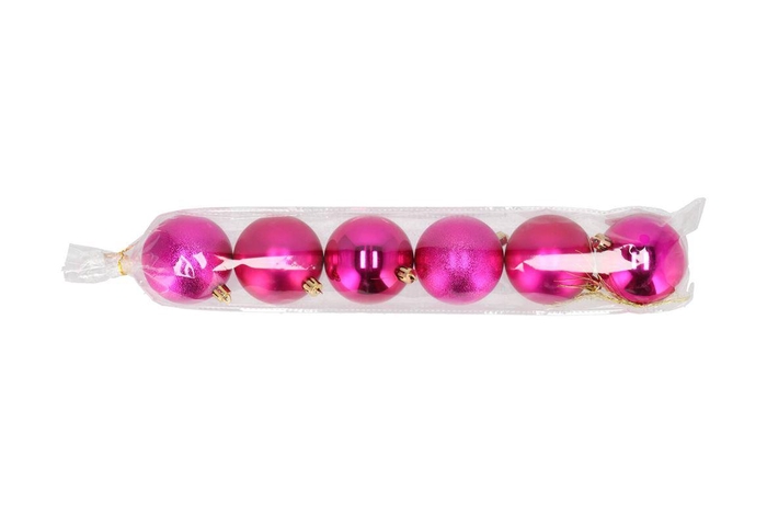 <h4>Deco Unbreakable Fuchsia Ball Set 6 70mm</h4>