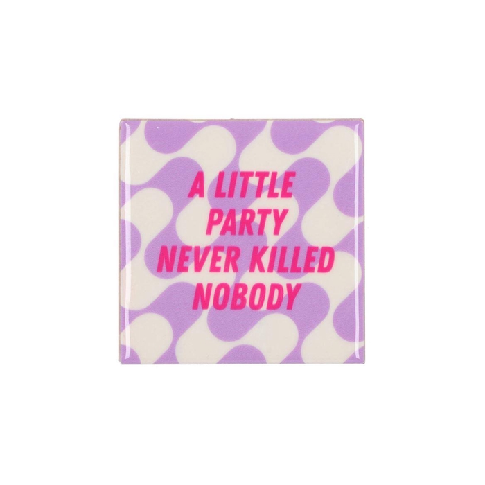 <h4>Tile A Little Party Never Purple 10x10x1cm</h4>