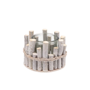 Nature Birch Branch Whitewash Glass Jar 13x9cm