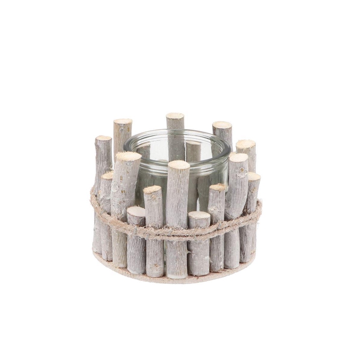<h4>Nature Birch Branch Whitewash Glass Jar 13x9cm</h4>