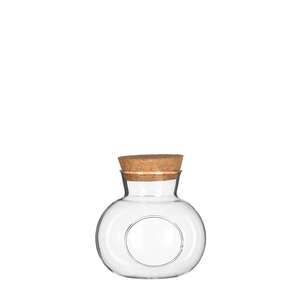 Glas Kurk bolvaas+gat d10*10cm