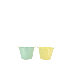 Zinc Basic Pastel Green/yellow Ears Bucket 10x9cm