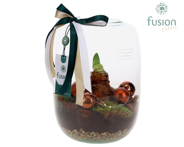 <h4>Green Bottle Isabella Large met Kerst Arrangement met LED</h4>