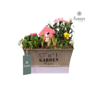 Pot zink paars Pasen met Arrangement