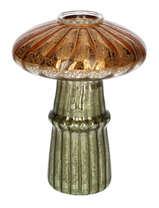 <h4>DF02-730300400 - Candle holder Russle d3.4/10xh13 green/orange metallic</h4>