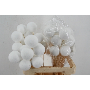 Stick Ball Flock Ø6cm White