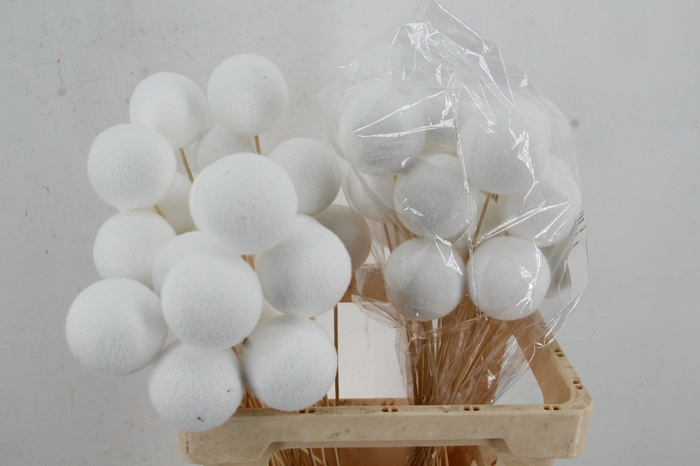 <h4>Stick Ball Flock Ø6cm White</h4>