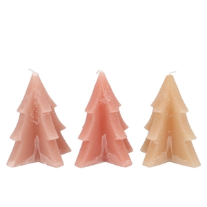 Frosty Warm Sand Mix Pine Tree Candle 12x15cm Ass