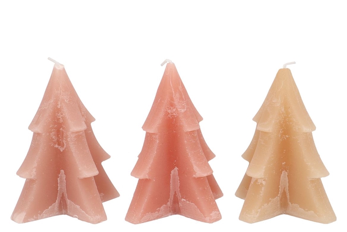 <h4>Candle Frosty Pine Tree Warm Sand Mix 12x15cm Ass</h4>