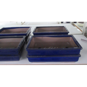 pot rectangle glazed blue (36x25x7)