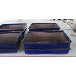 pot rectangle glazed blue (36x25x7)