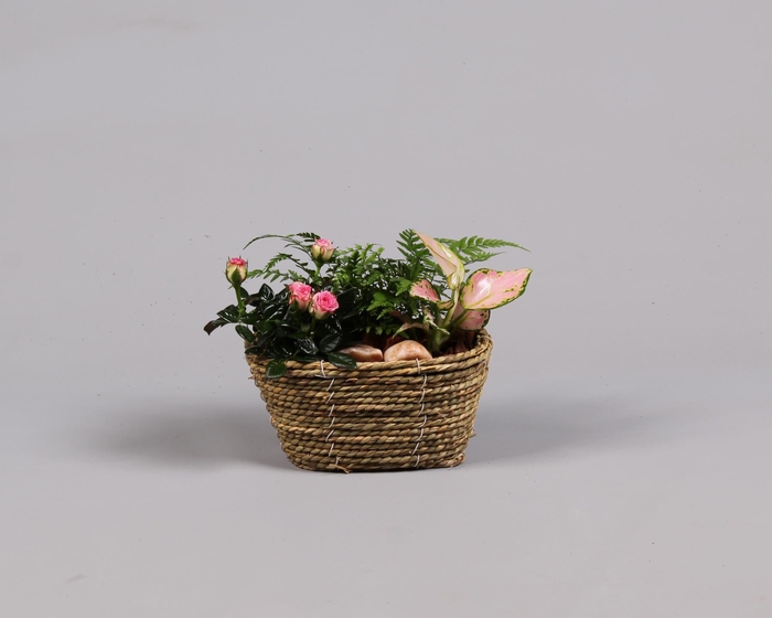 <h4>Mand zeegras ovaal met arrangement</h4>