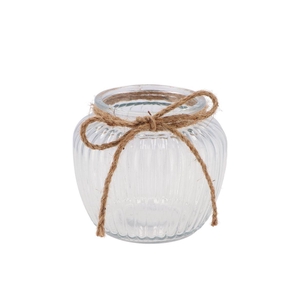 Glass Rope Pumpkin Ribbed 14x13cm