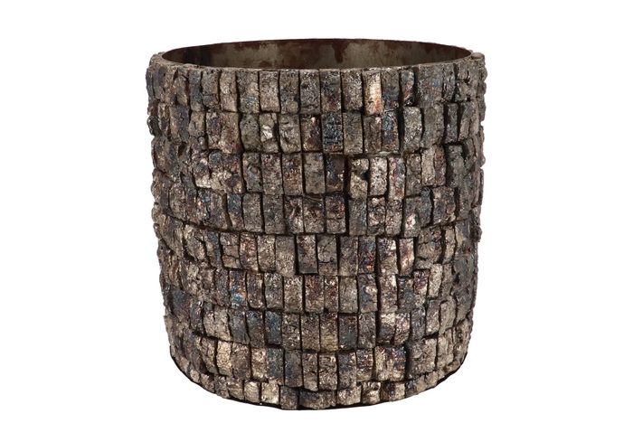 Nepal Iron Pot Birch Mosaic 25x25x23m Nm