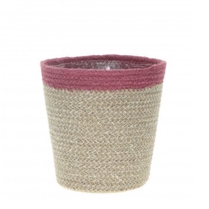 Baskets Pot hessian stripe d15*14cm