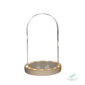 LED DOME WITH WOODEN BASE D14 H.21.5 CM