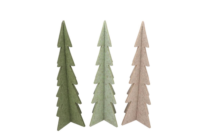 Felt Green Beige X-mas Tree Ass 15x39cm