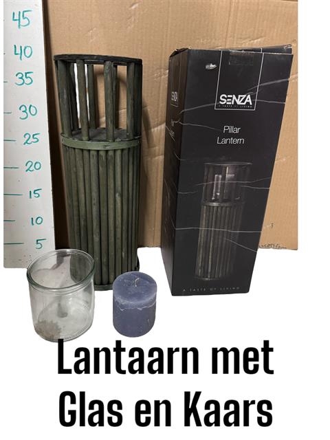 <h4>DECO - LANTAARN MET GLAS EN KAARS</h4>